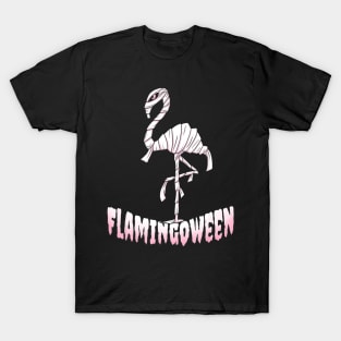 Flamingoween  Flamingo Mummy Costume Happy Halloween T-Shirt